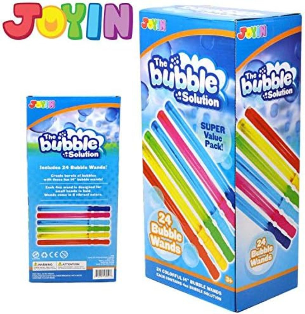 Giant Bubble Wands 24 Pack Bulk – 14.6 Inch Big Bubble Maker Set in 6 Colors, Summer Outdoor Party Favors for Kids, Easter Basket Stuffers, Birthday Carnival Pool Activity Supplies