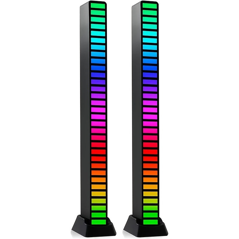 RGB LED Light Bars with Music Sync 2/4 Pack Voice Control USB Powered Smart Rhythm Lights for Gaming Room PC Desk TV Backlight Home Office Bedroom Atmosphere Decoration