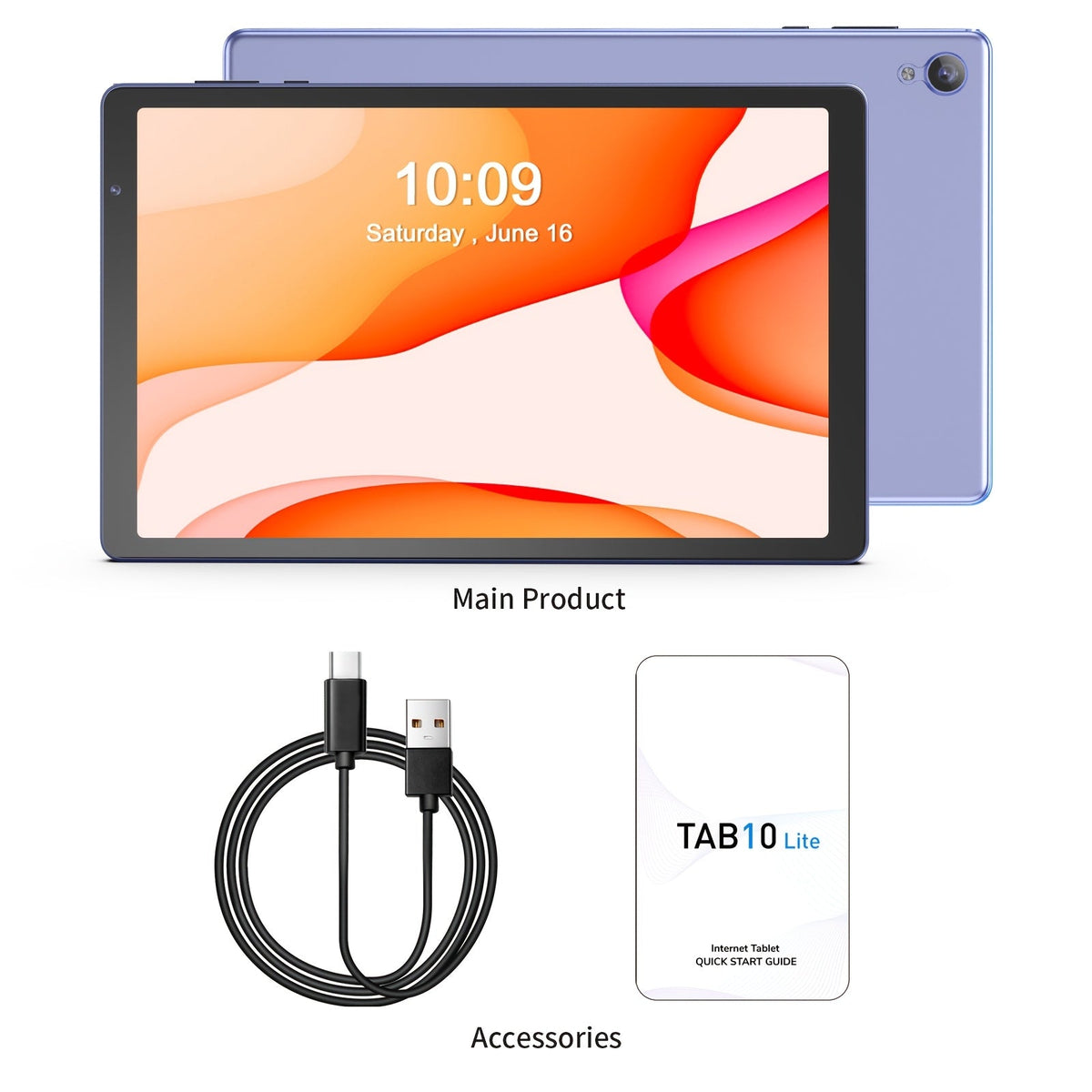 Android 14 Tablet 10 Inch 6000mAh Battery 4GB RAM 32GB ROM Quad-Core HD IPS Screen WiFi Google Play Front Rear Camera Blue Pink Gray Purple with Protective Case