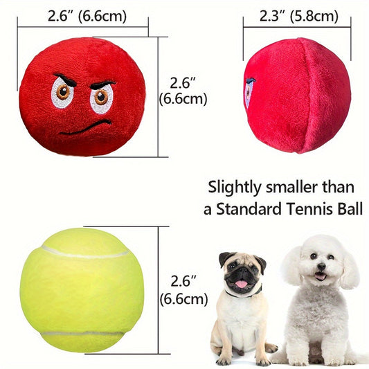 Squeaky Plush Dog Balls, 6-Pack Multicolored Toys for Puppies & Small Dogs