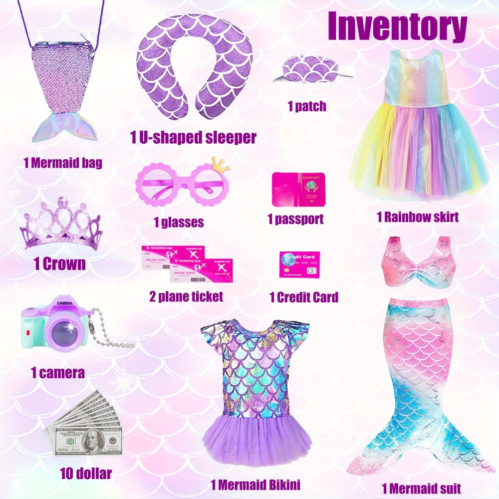 18-Inch Doll Mermaid Travel Accessory Set with Outfit and Luggage