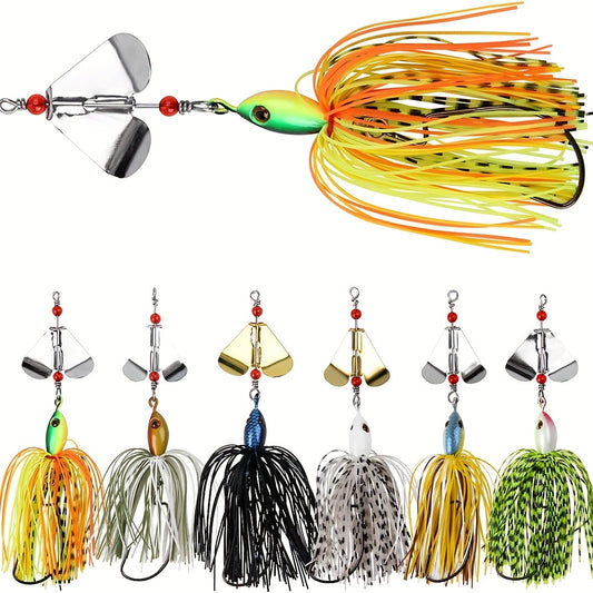 Buzzbait Fishing Lure Set with Rotating Blades, 6-Pack, 3/4 oz Each