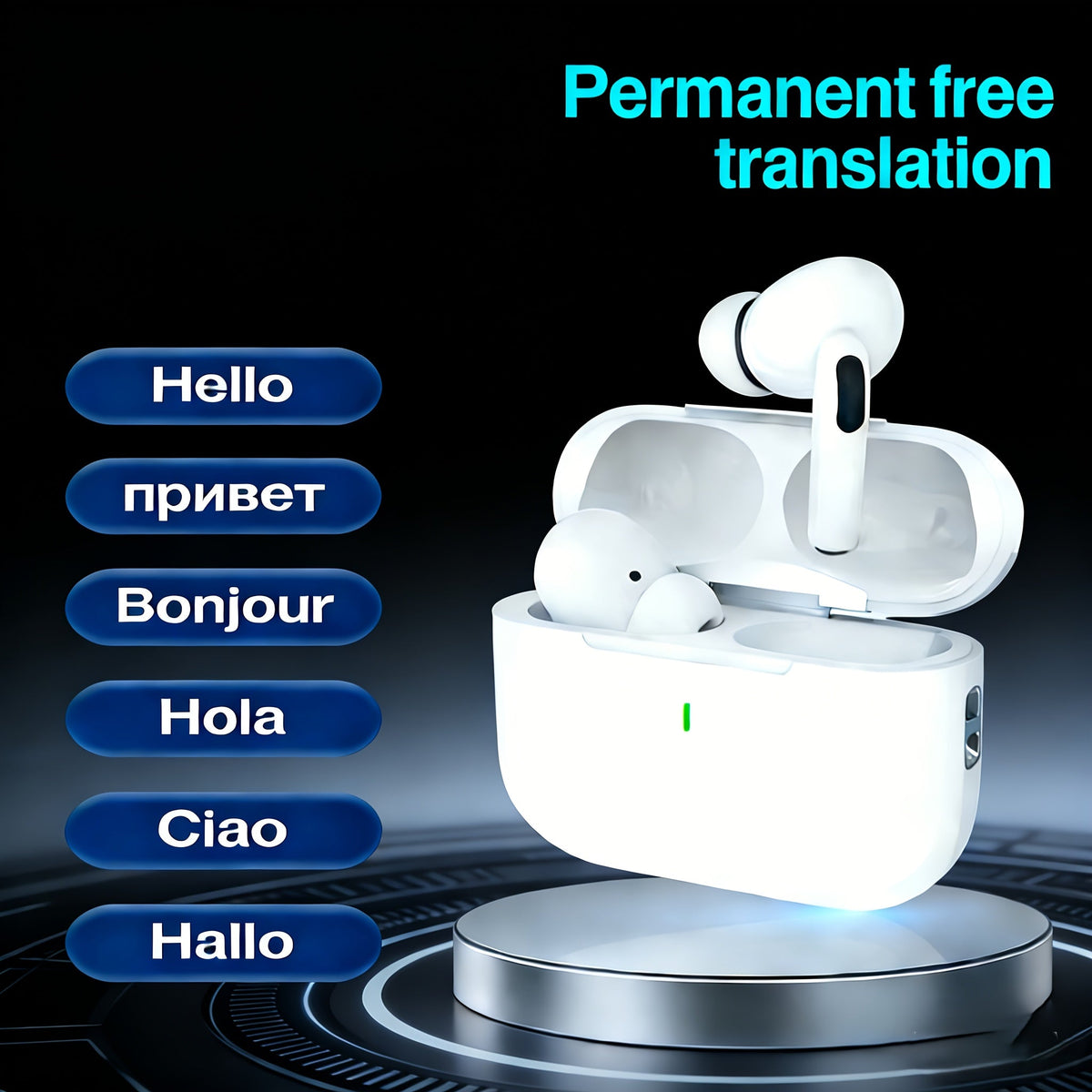 3-in-1 Wireless Earbuds Standard Translation Screen Model In-Ear Earphones Charging Case HD Calling Long Battery Life Ergonomic Compact Lightweight for Learning Study Travel Daily Use