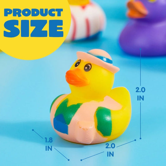 Mini Rubber Ducks, 15 Assorted 2-Inch Ducks with Mesh Bag for Party Favors