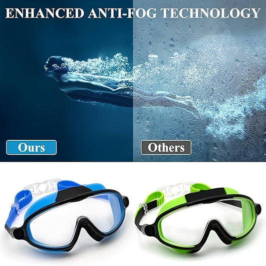 Anti-Fog Swim Goggles, 2-Pack with Silicone Seals, Earplugs and Nose Clips