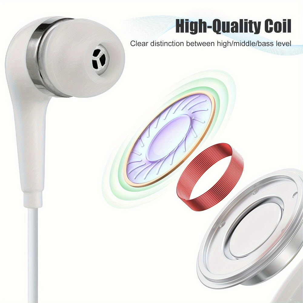 10 Pack Wired Earphones 3.5mm Bulk In-Ear Headphones Built-in Mic Volume Control Universal Compatible Samsung Huawei Xiaomi Android School Classroom Office Wholesale White