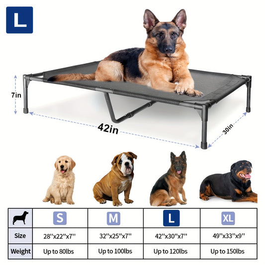 Elevated Mesh Dog Bed with Tool-Free Assembly & Anti-Slip Feet, S–XL