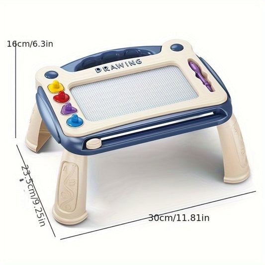 Magnetic Drawing Board for Kids – 3-in-1 Doodle Board with Stamps, Brush & Stand Options, Blue, Pink, Green