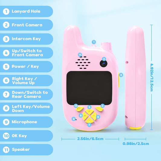 Kids Video Walkie Talkies 2 Pack with Dual Cameras and Voice Changer