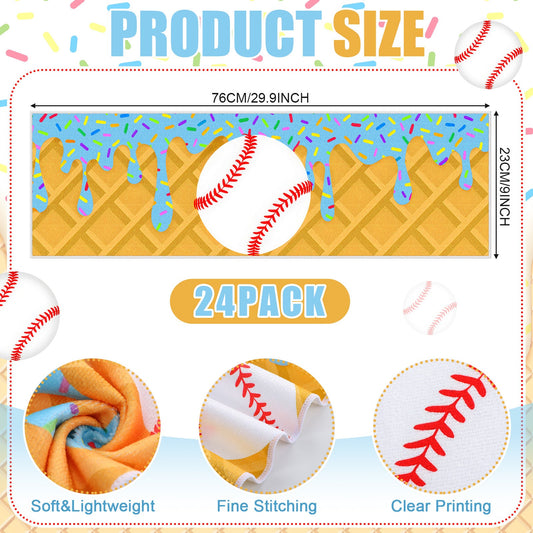 Microfiber Cooling Towels 24-Pack, 30 x 9 Inches for Sports and Teams