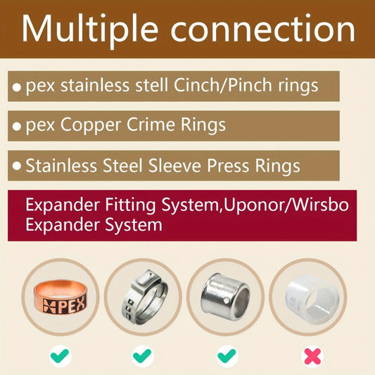 PEX Crimp Fittings Set, 1/2-Inch Lead-Free Brass, 33-Piece Elbow, Tee & Coupling Kit