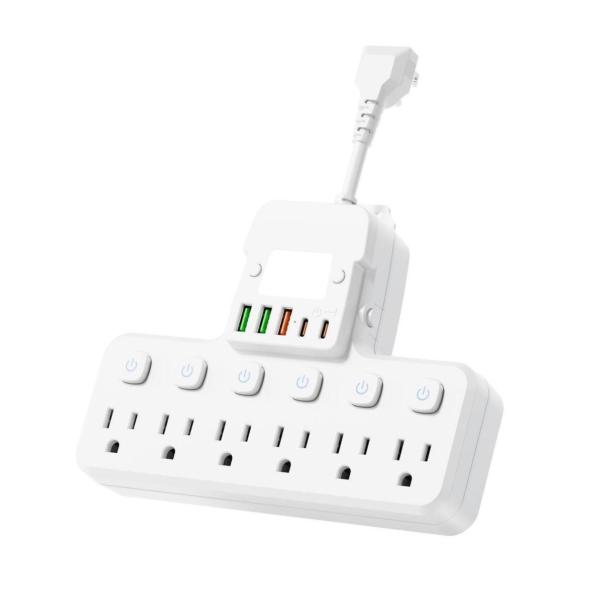 Night Light Wall Outlet Extender 11-in-1 with 6 AC Outlets & 5 USB Ports (3 USB-A & 2 USB-C), Surge Protector Adapter for Home, Travel & Office Use