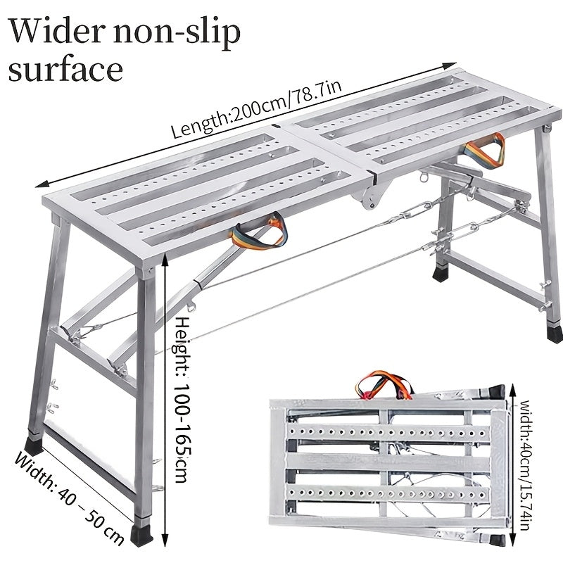 Folding Scaffold Step Stool Adjustable Height 39-79" Portable Steel Work Platform 1300 lb Capacity for Home Renovation Painting Car Washing RV Cleaning