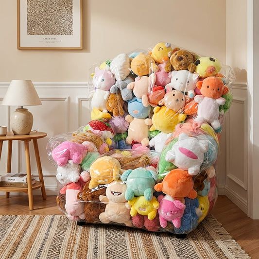 Plush Toy Storage Bag with Clear Design and Zipper Closure, 100 x 90 cm