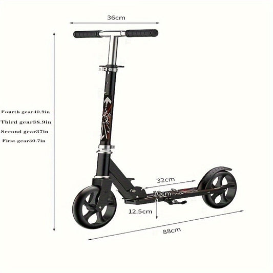 Foldable Kick Scooter with Adjustable Handlebar and Dual Brakes, White