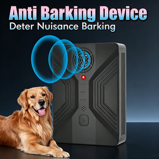 Rechargeable Ultrasonic Bark Deterrent, 3 Frequency Modes and Mountable Design, Black