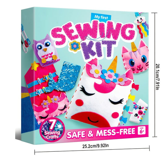 Kids' Beginner Sewing Kit, 7 Felt Projects with Pre-Punched Felt Pieces