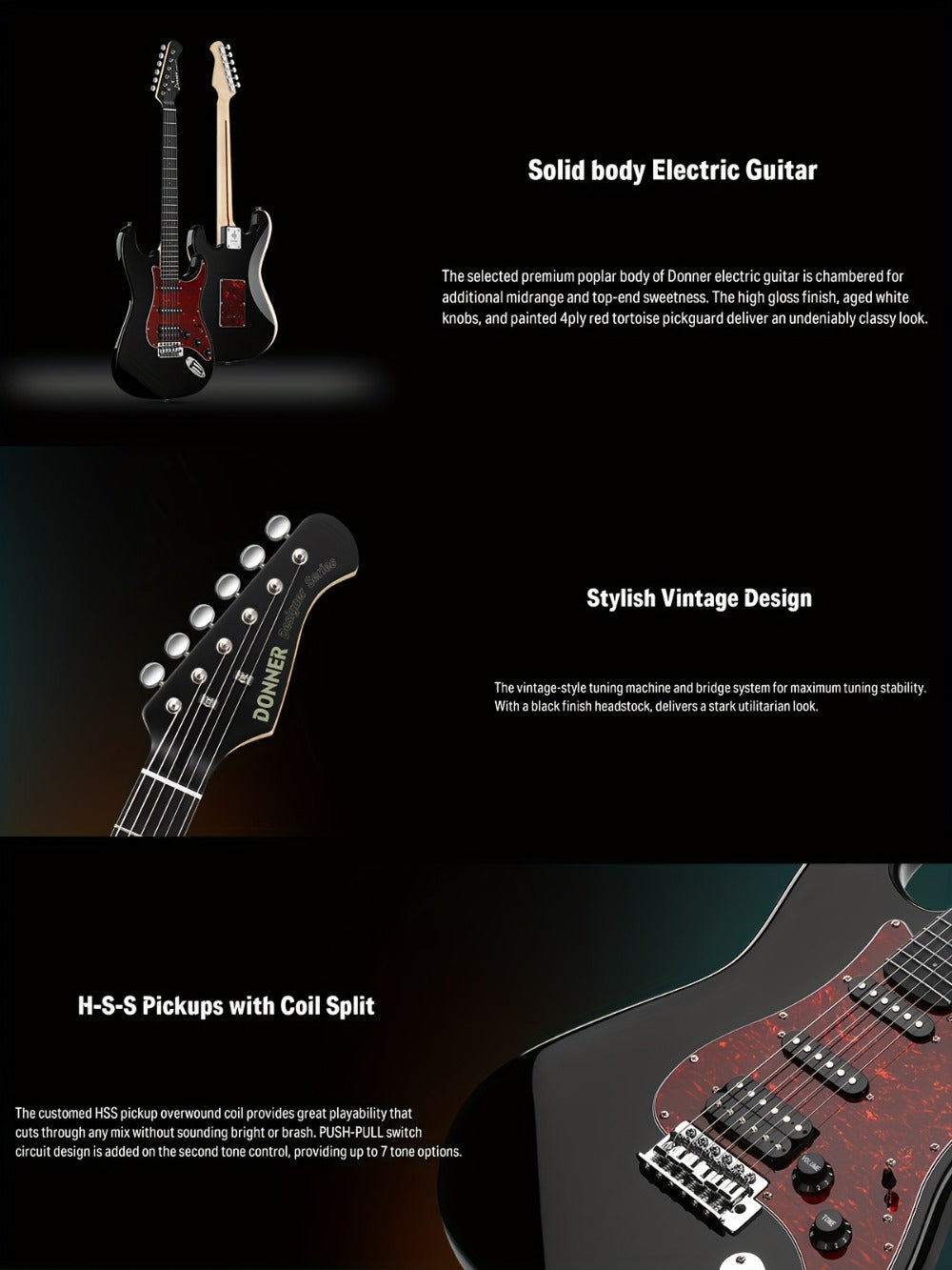 Electric Guitar, 39 Inch, Donner, Inch, Designer for Lessons and Practice detail image - detail view 12