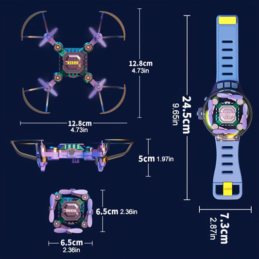 Watch-Case Mini RC Drone with Two-Battery Options in Blue, Green or Black