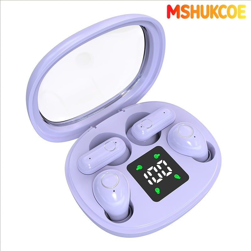 MSHUKCOE 2in1 Sleep Earbuds Invisible Mini Noise Cancelling, 6D HiFi Sound Effect Low Bass Wireless Headphones Long Battery Life, Comfortable Wear for Leisure Office Classroom, Birthday Gift