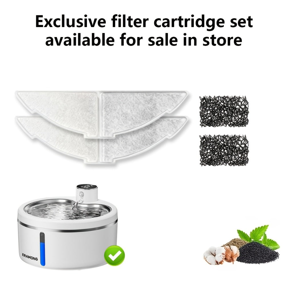 Stainless Steel Cat Water Fountain 84oz – Cordless Rechargeable, Motion Sensor Auto-On, Ultra-Silent Pump, 2 Filters Included, BPA-Free Pet Water Dispenser for Cats & Dogs