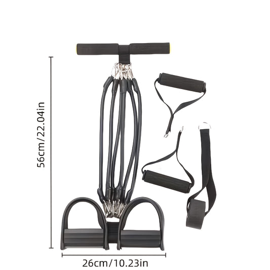 Foot Resistance Band System with Handles, Black 2-, 4- or 6-Cord Options