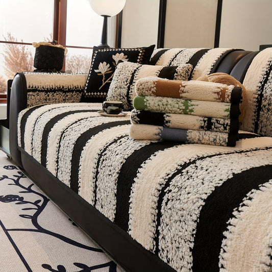 Plush Jacquard Sofa Cover with Non-Slip Backing, Loveseat and 4-Seater Sizes