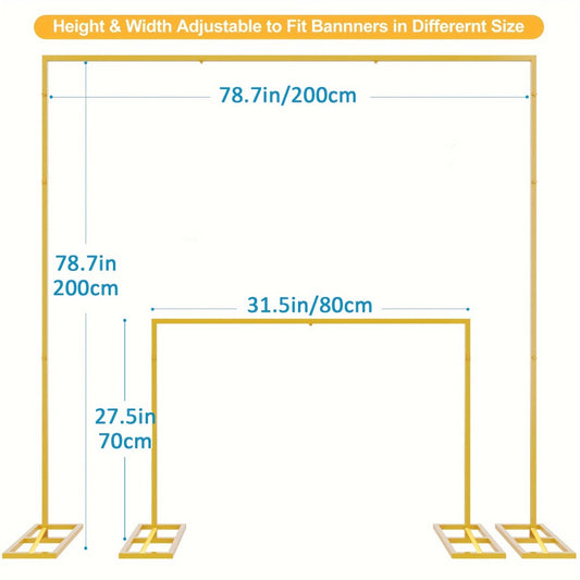 Square Metal Backdrop Stand, 6.6 x 6.6 ft with Optional Base Crossbar for Events