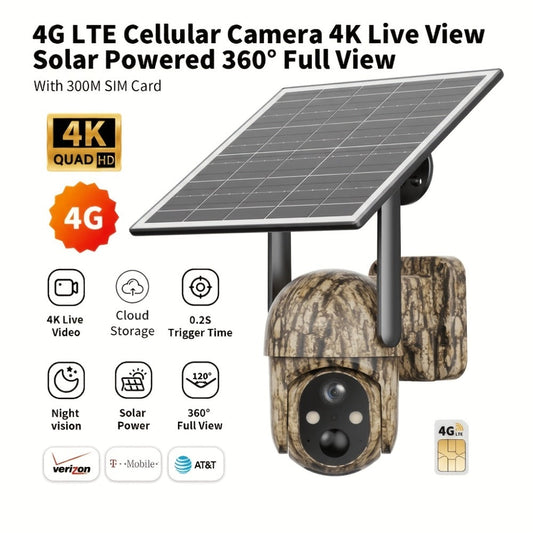 4G LTE Solar Trail Camera with 4K Night Vision, Pan Tilt and Two-Way Audio