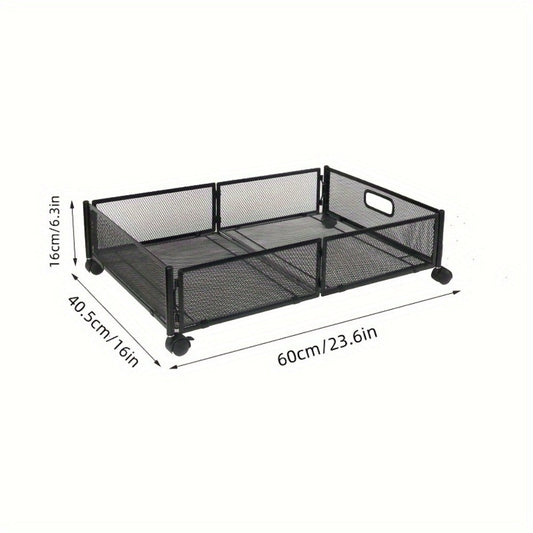 Under-Bed Storage Container with Wheels & Handles for Clothes - Black