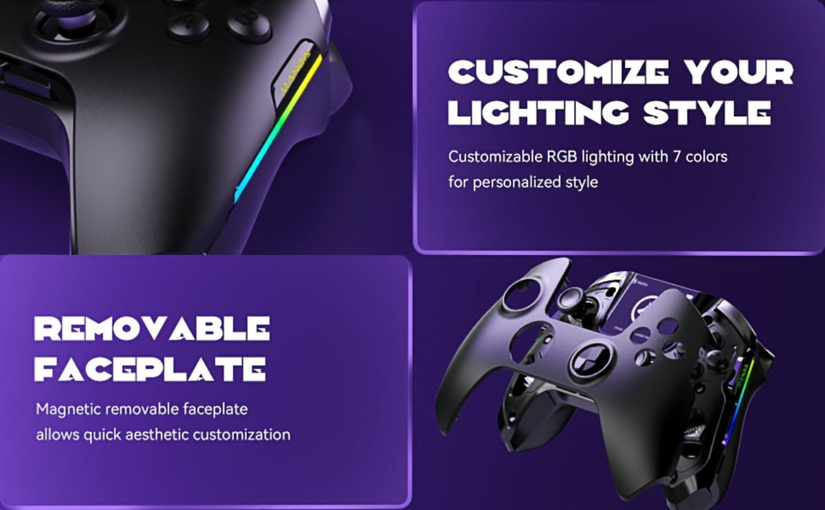 Hall Effect Wireless Gaming Controller V2 Black – Interactive Screen, RGB Lighting, Remappable Buttons, 1800mAh Battery with Charging Dock, No Drift for PC Switch iOS Android Steam Deck – Not Compatible with PS or Xbox