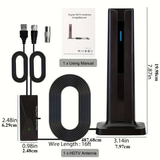Indoor TV Antenna with Magnetic Base, VHF/UHF Signal Booster, 1- or 2-Piece Options