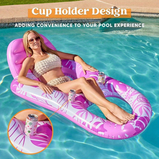 Recliner Pool Float Lounger for Adults, Zero-Gravity Design with Cup Holders & Mesh Seat