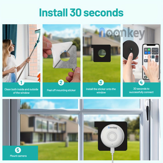 Window Security Camera with 2K Video, Color Night Vision and Peel-and-Stick Mount