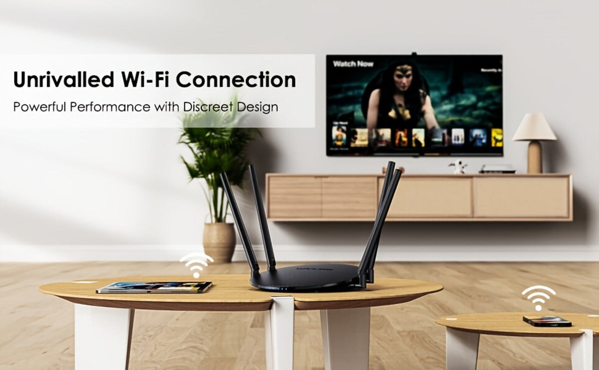 WAVLINK AC1200 WiFi Router 3-in-1 Dual Band 1200Mbps - 4x5dBi Antennas, Gigabit WAN LAN, Router Access Point Repeater Mode, Covers 1500 Sq Ft, Supports 128 Devices, WPA2 Security, Easy WPS Setup