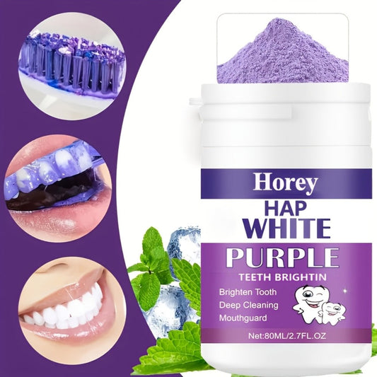 Purple Teeth Whitening Powder for Adults, BPA-Free Alcohol-Free Color-Correcting Tooth Polishing Powder