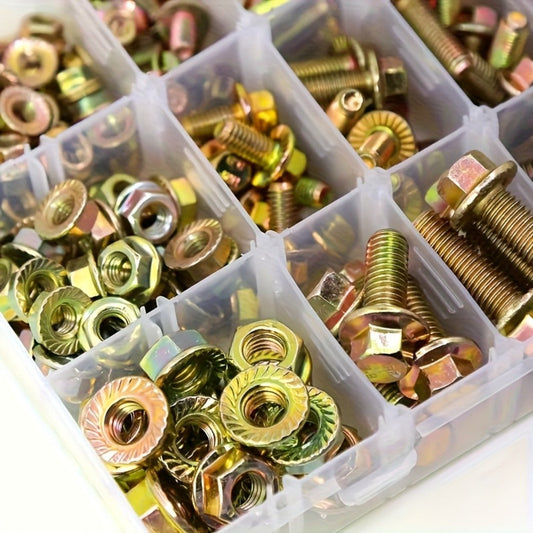 Metric Flange Bolt & Nut Assortment, 240-Piece M5 M6 M8 Alloy Steel Kit with Box