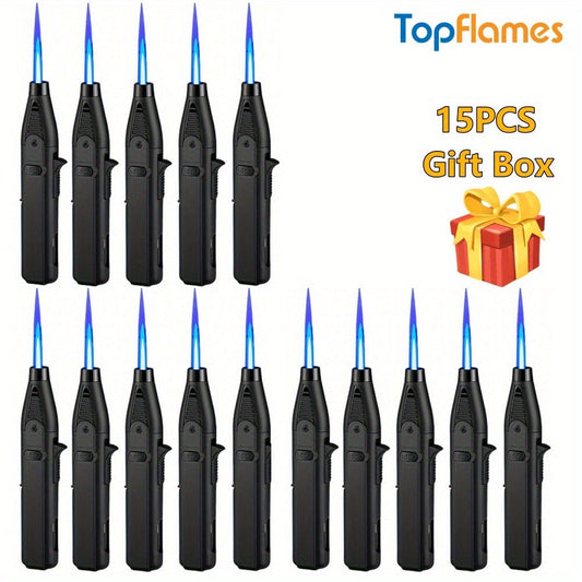 Torch Lighter Set with Long Igniter, Adjustable Jet Flame, 10 or 15 Pieces