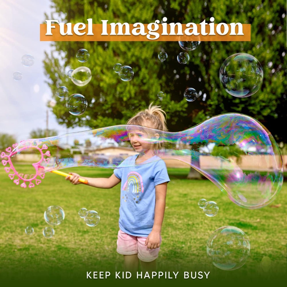 Giant Bubble Wands Set 18 Pieces – 3 Sizes with Tray & Concentrated Solution, Assorted Shapes Bulk Bubble Maker for Kids Outdoor Summer Play, Easter Party Favor Birthday Gift Wedding Activity