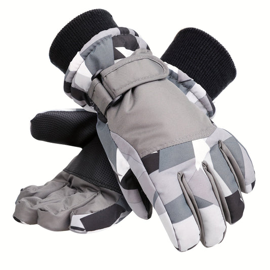 Winter Ski Gloves with Touchscreen Compatibility and Textured Grip, Blue Green, L