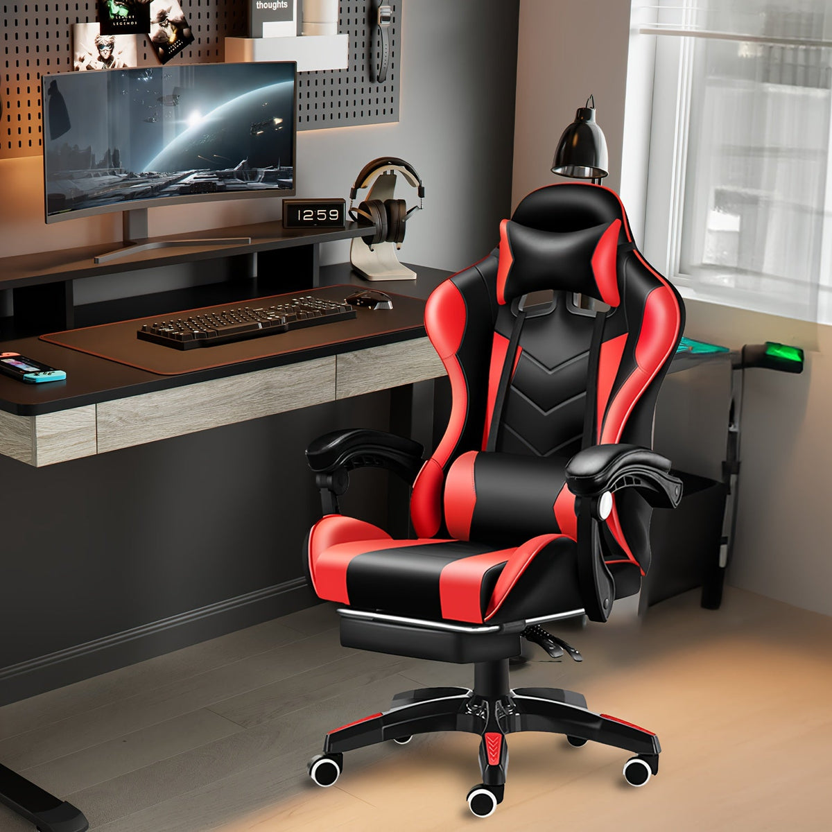 Gaming Chair shown in the Black-Red option