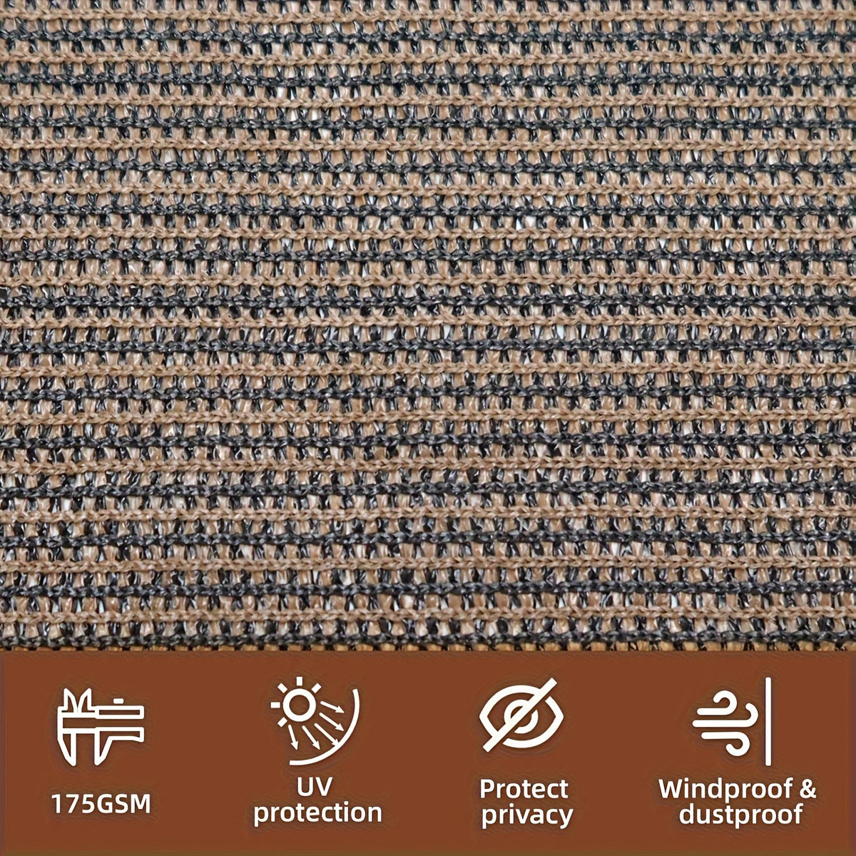 Shade Net shown in the Coffee Brown, 196.85 inches x 236.22 inches / 5 x 6 option