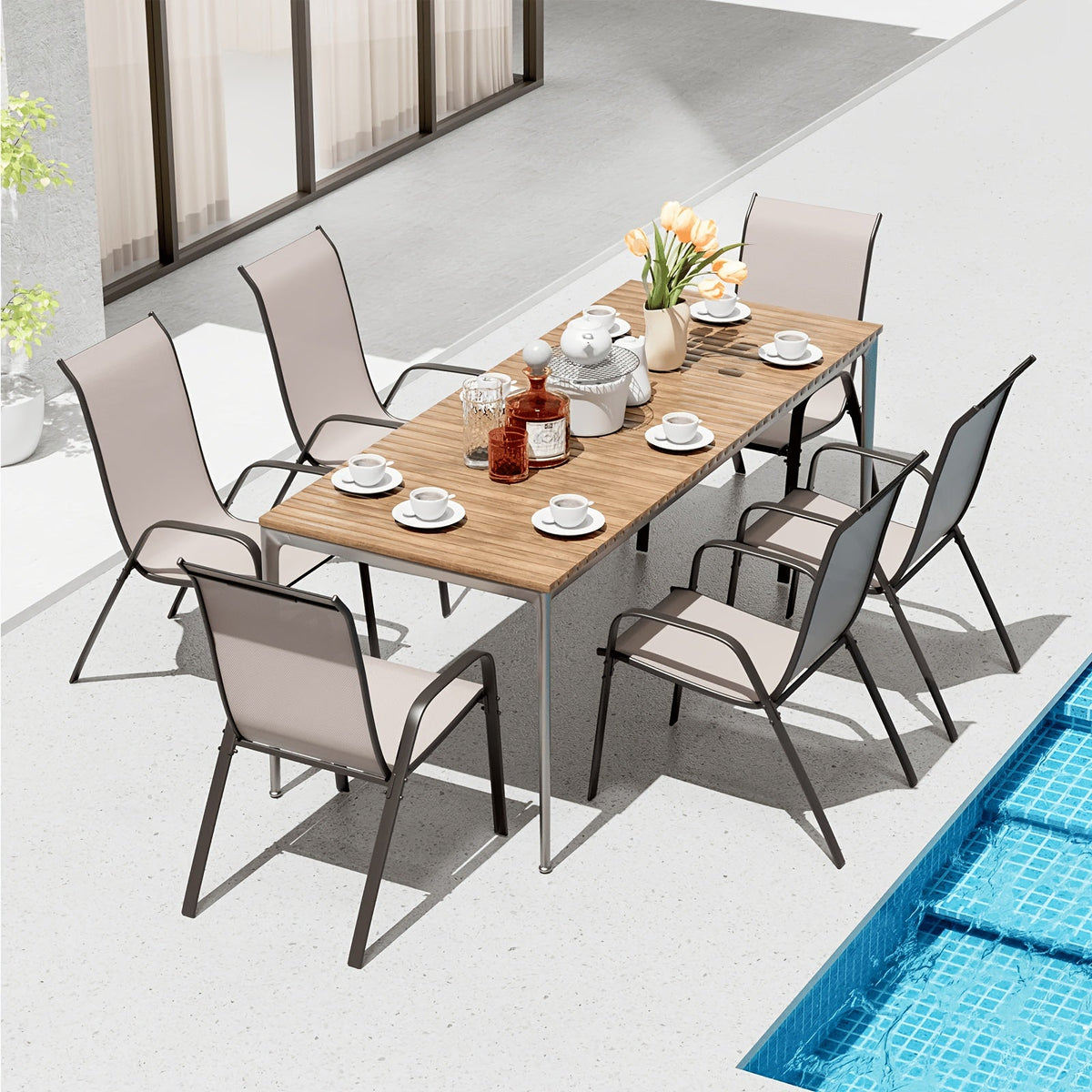 Patio Dining Chair shown in the Brown - 8pc option