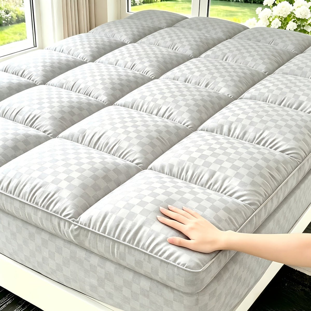 Mattress Topper shown in the Light Grey, Queen(60"x 80") option