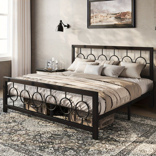 Metal Bed Frame with Headboard and Footboard, Mattress Support Frame detail image