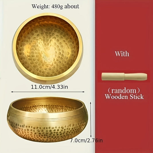 Nepalese Singing Bowl Set with Copper Bowls and Mahogany Strikers detail image
