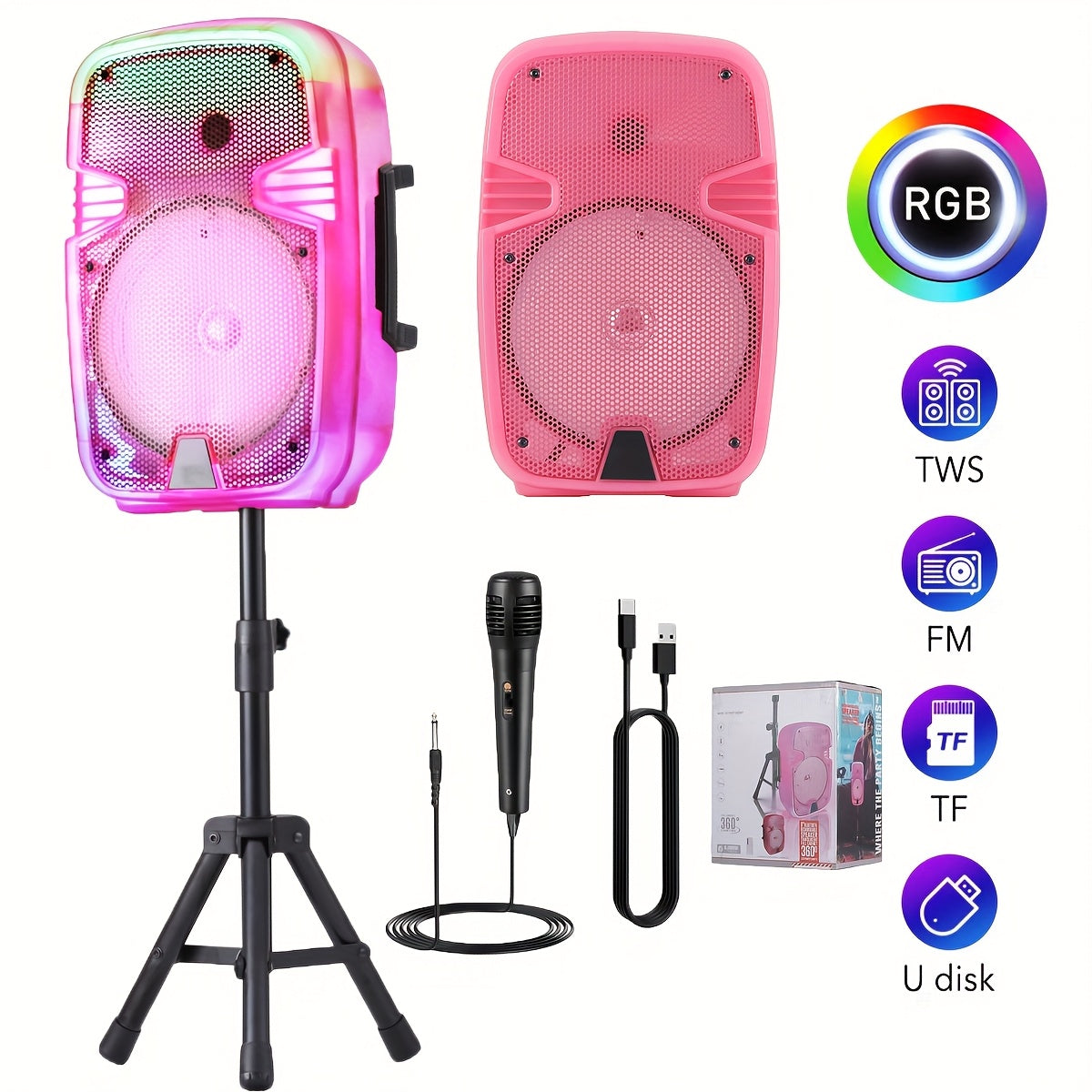 Portable Karaoke System shown in the pink option