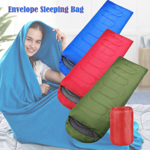 Camping Sleeping Bag with Drawstring Hood, Double-Sided Zipper and Compression Sack