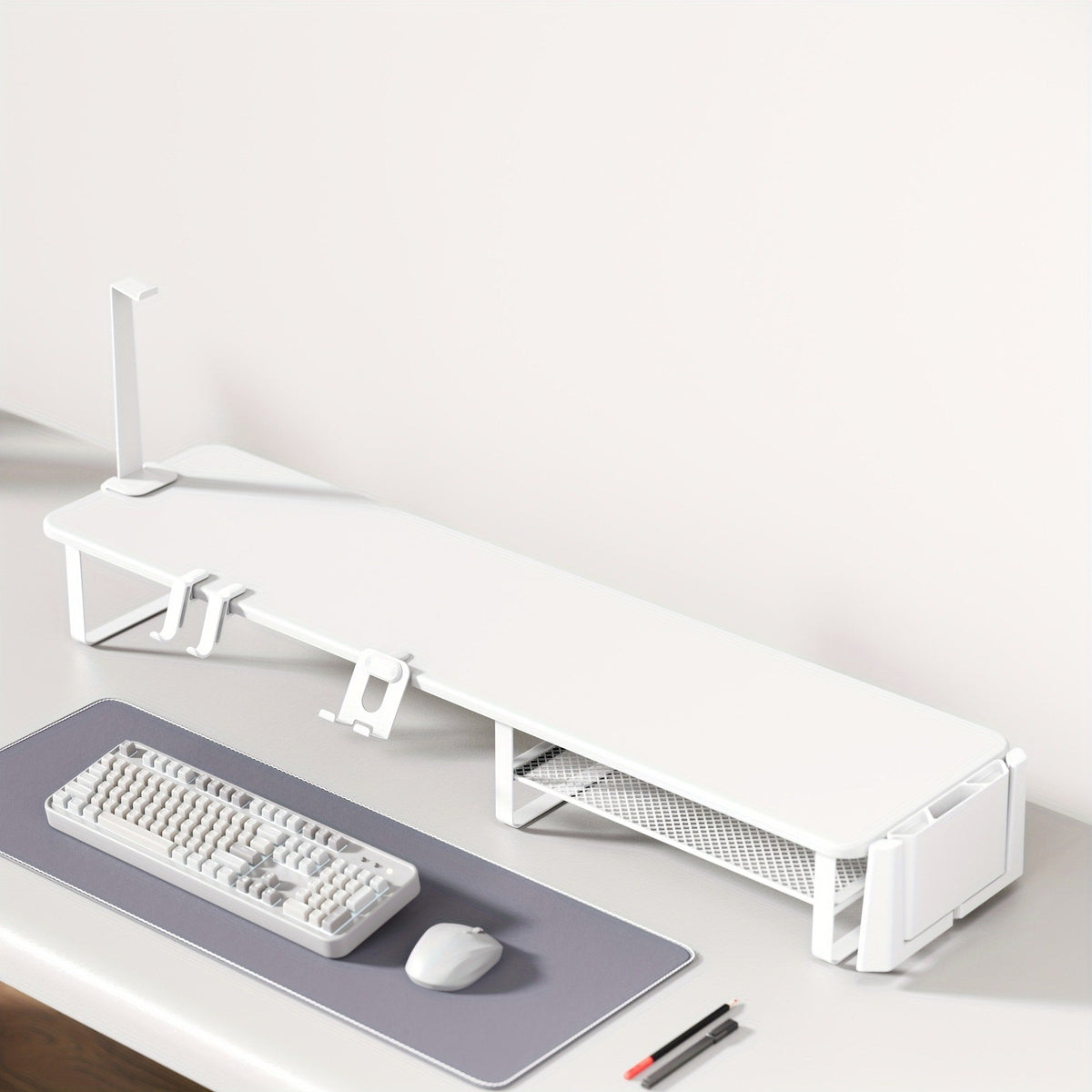 Monitor Stand Organizer with Headset Holder Phone Stand & Game Controller Holder, Versatile Desktop Riser for Computer Monitor Laptop, Gaming & Home Office Desk Organizer