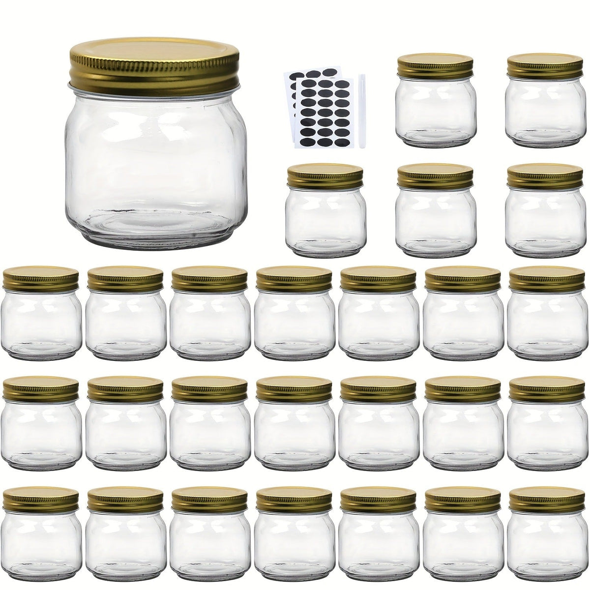 Mason Jars 8oz Glass Jars with Lids – 9/18/27/36 Pack Regular Mouth Canning Jars for Storage, Spices, Jelly, Jam, Honey & Caviar | Dishwasher Safe Spiral Lid Kitchen Storage Containers Set